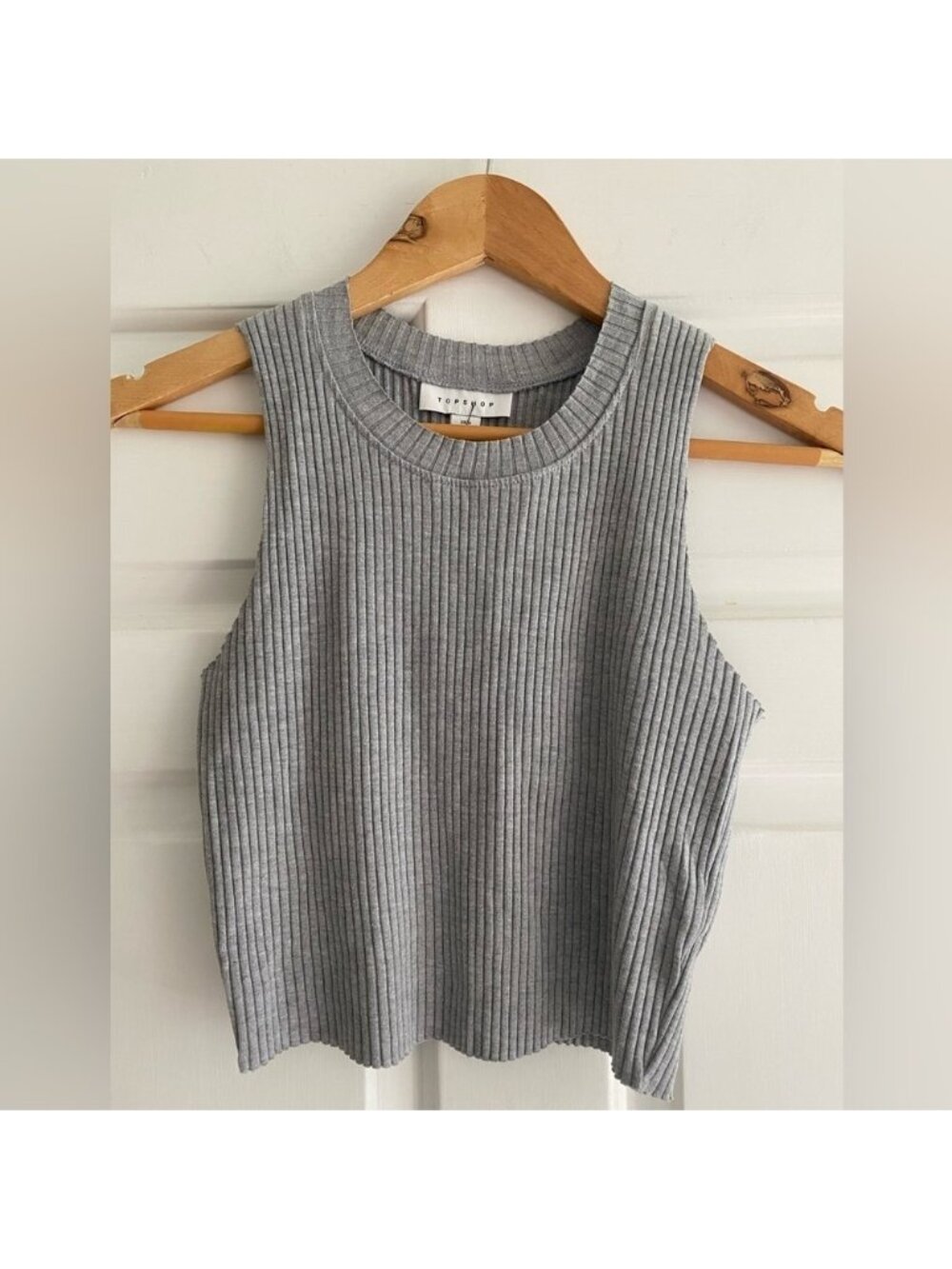Topshop Grey Ribbed Tank Top Size 2